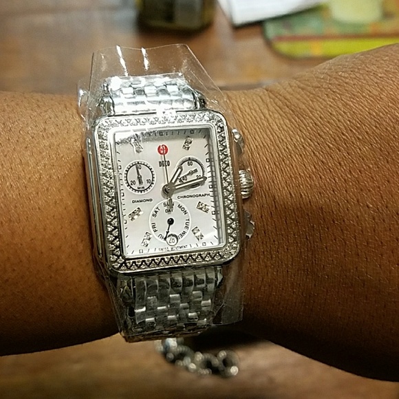 Michele 18mm Silver Diamond Deco Watch - Picture 4 of 5
